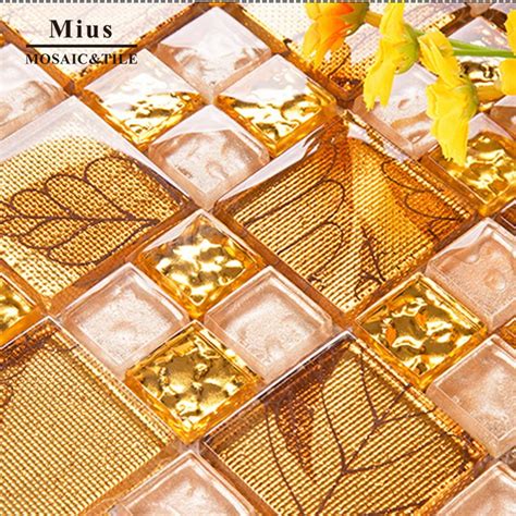 Luxury Gold Foil Crystal Glass Mosaic Tile For Kitchen Backsplash In Wallpapers From Home