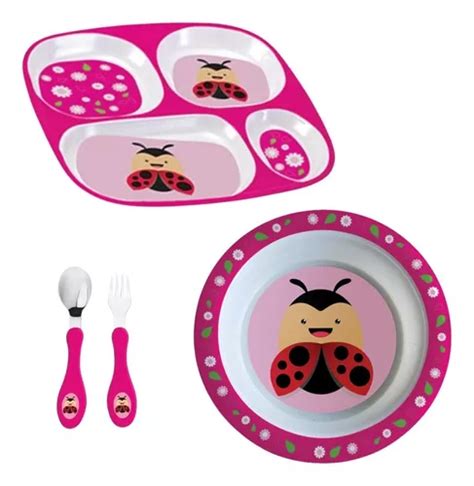 Kit Refei O Prato Divis Ria Bowl Garfo Colher Infantil Cor