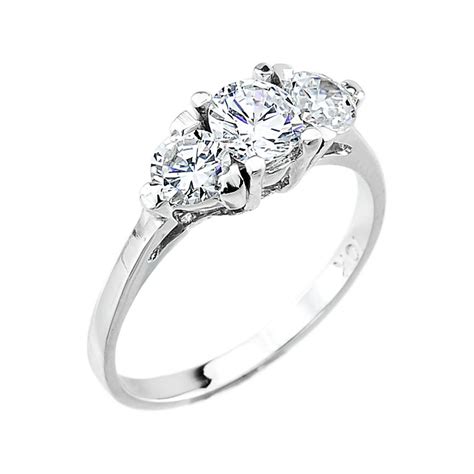 Cubic Zirconia Engagement Rings White Gold