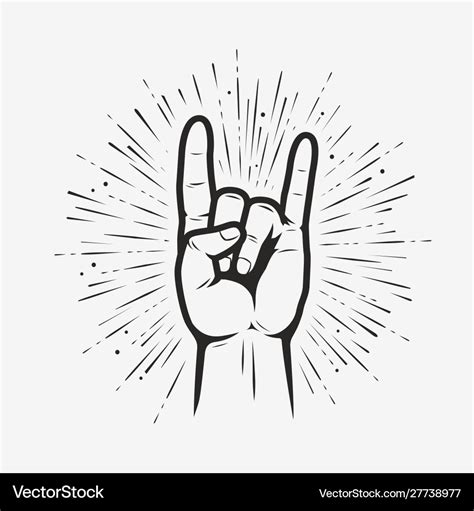 Rock On Gesture Symbol Heavy Metal Hand Gesture Vector Image