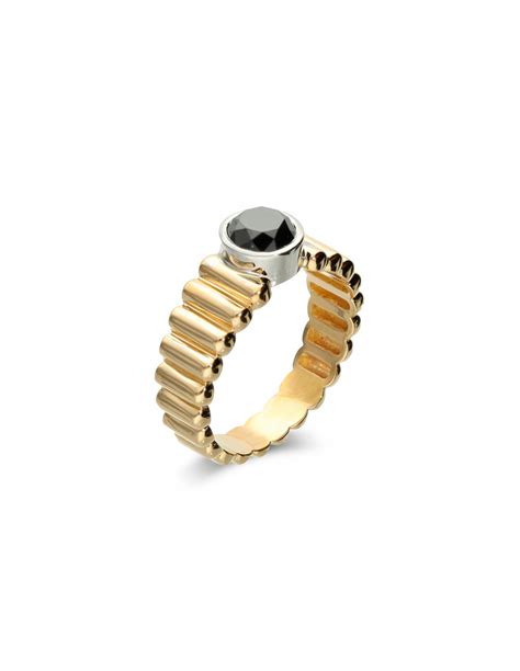 Compra Online Anillo De Oro Amarillo Blanco Y Diamante Negro