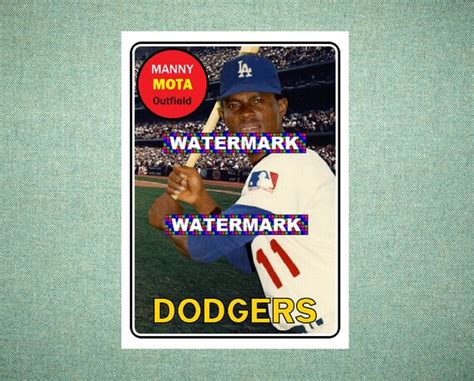 Manny Mota Los Angeles Dodgers Custom Baseball Card Style Etsy