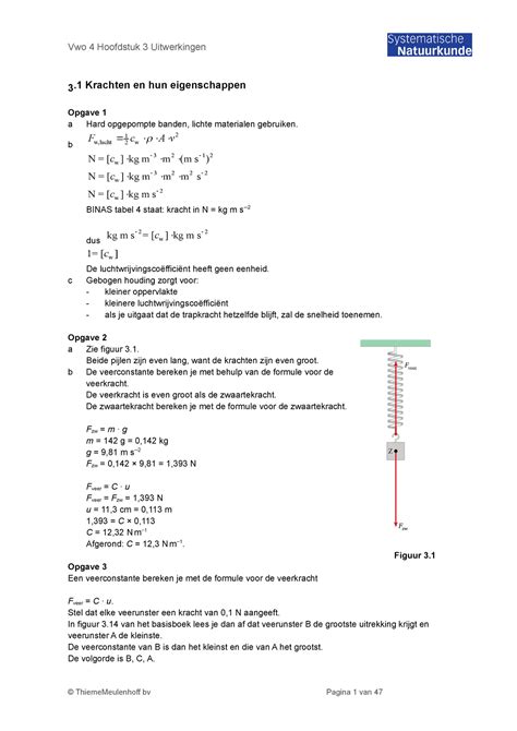 Hoofdstuk Systematische Natuurkunde Vwo Uitwerkingen Krachten En