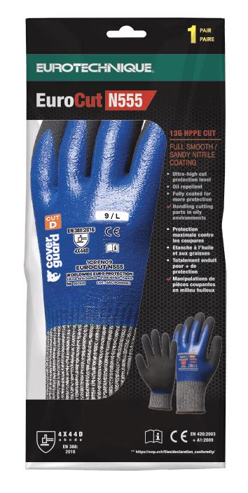 Gants Anti Coupure EUROCUT N555 100 Double ENDUCTION Nitrile