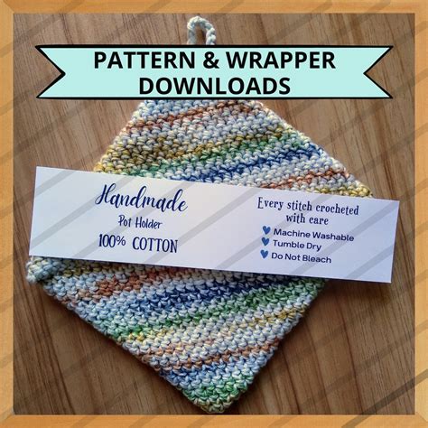 Easy Double Thick Potholder Hot Pad Trivet CROCHET PATTERN ONLY Pot Holder Cotton Yarn