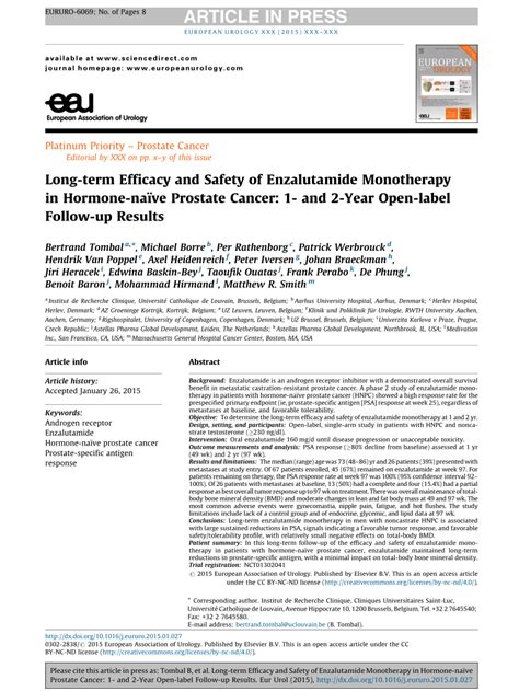 Pdf Long Term Efficacy And Safety Of Enzalutamide Monotherapy In Hormone Naïve Prostate Cancer