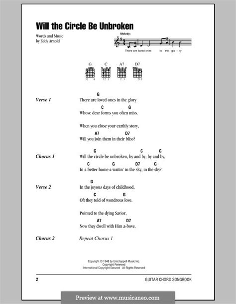 Will The Circle Be Unbroken By J Cash Sheet Music On Musicaneo