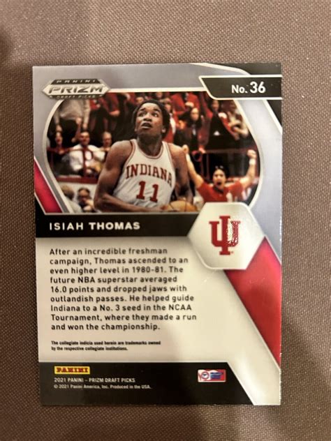 Isiah Thomas Indiana Hoosiers HOF 2021 Panini Prizm Draft Picks 36