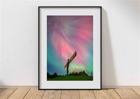 The Angel Of The North Print Aurora Borealis Northern Lights Ar