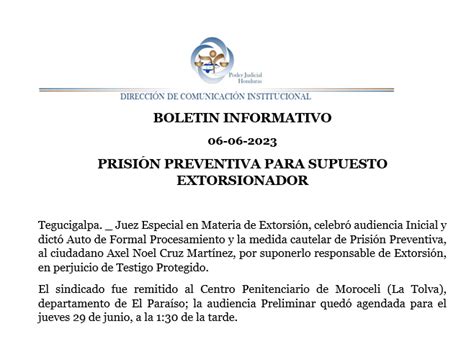 Poder Judicial Hn On Twitter Prisi N Preventiva Para Supuesto