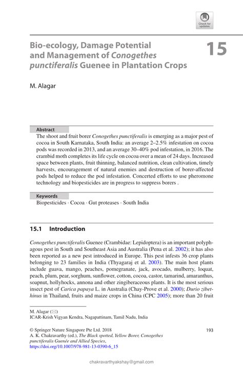 (PDF) Bio-ecology, Damage Potential and Management of Conogethes ...