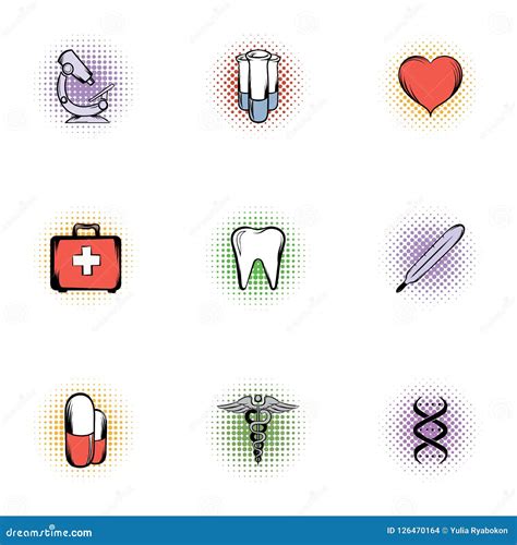 Healing Icons Set Pop Art Style Stock Illustration Illustration Of