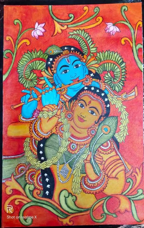 Kerala Mural Radha Krishna Mural Painting Art