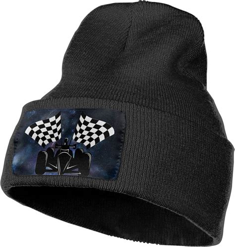 Checkered Flags Race Car Flag Beanie Unisex Winter Warmer Head Cap Mens