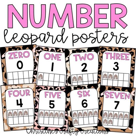 Leopard Number Posters 0 20 Etsy Number Poster Teacher Posters