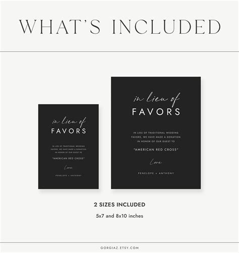 Minimalist In Lieu Of Favors Sign Templates Modern Minimal Charity