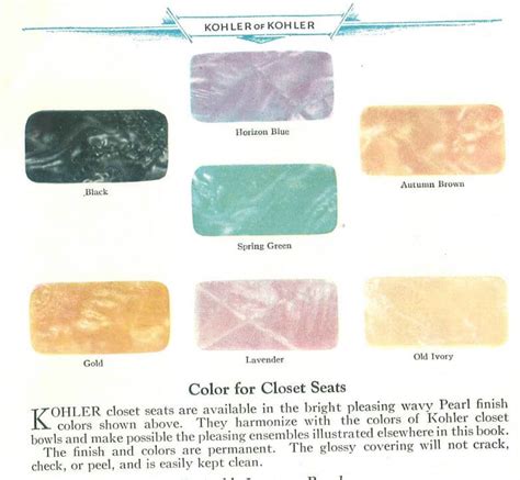 Colorful marbleized Kohler toilet seats from 1929 - Retro Renovation