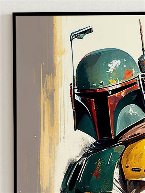 Boba Fett Watercolor Painting Star Wars Wall Art Watercolor Boba Fett