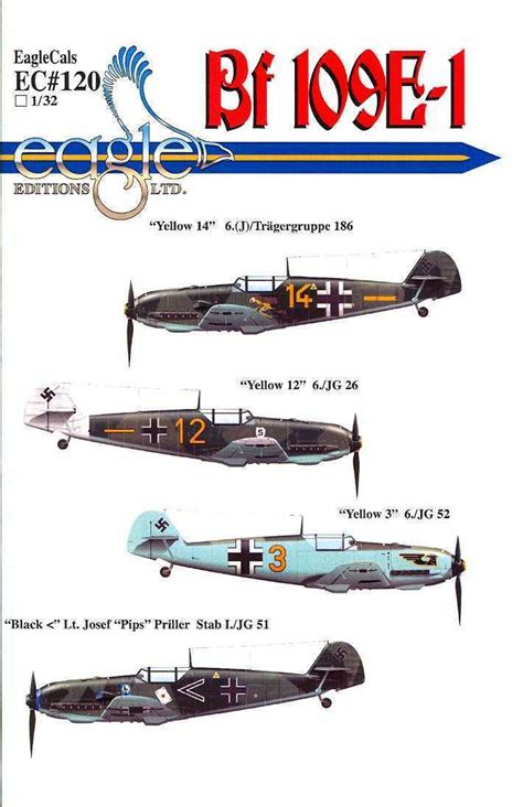 EagleCals Decals 1 32 MESSERSCHMITT Bf 109E 1 Fighter Part 1