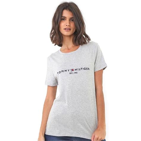 Camiseta Feminina Tommy Hilfiger - Camiseta Tommy Hilfiger Feminina WW0WW26868-PYT-00 S Light Grey Heathe ...