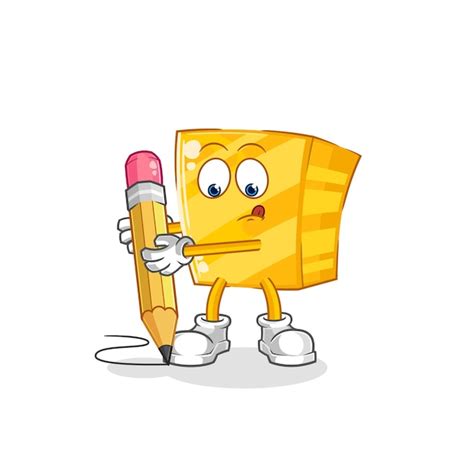 Premium Vector Gold Write With Pencil Cartoon Mascot Vector