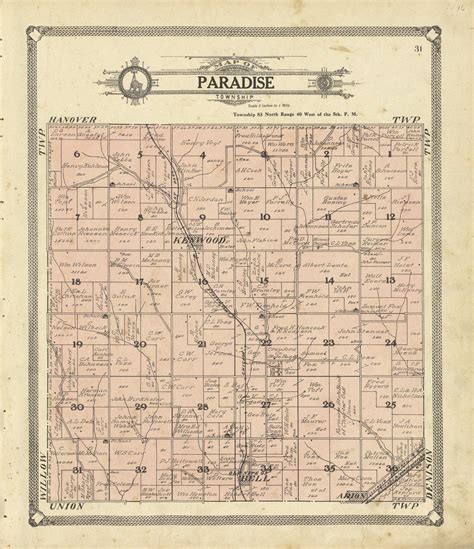 Map Of Paradise Township From Standard Atlas Of Crawford County Iowa