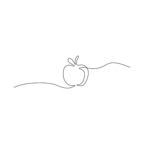 Dessin Au Trait Continu De Pomme Vecteur Premium