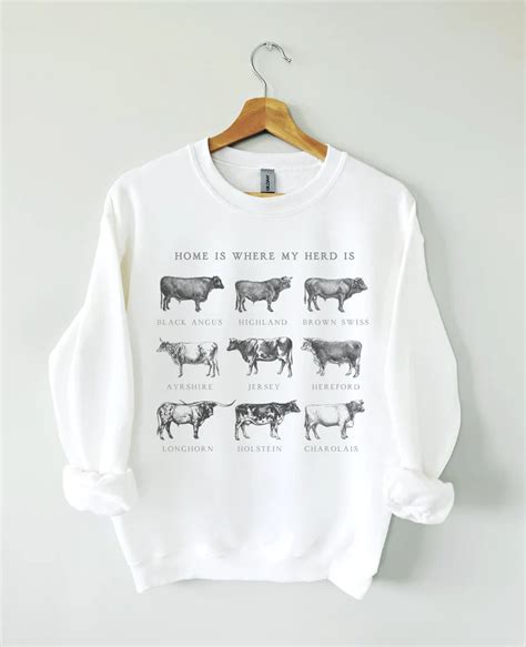 Cow Sweatshirt Western Crewneck Vintage Sweatshirt Cattle Sweatshirt Cow Breeds Sweater Cow