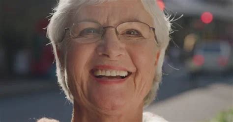 Portrait Of Happy Old Ladt Mature Woman Stock Video Pond