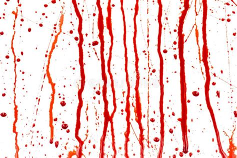 Dripping Blood Isolated On White Background Flowing Red Blood Splashes