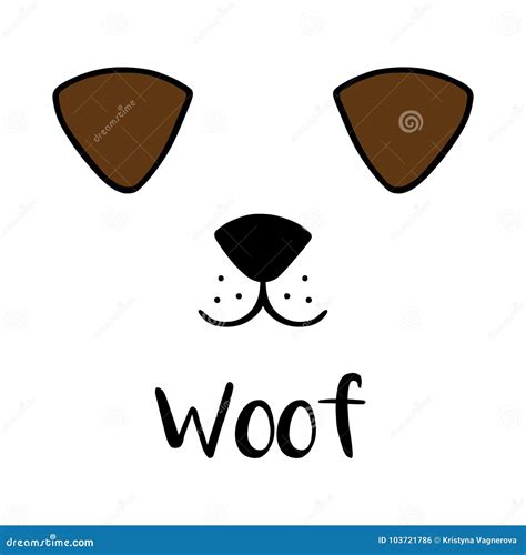 Cute Dog`s Head, Woof Writing Vector Illustration | CartoonDealer.com ...