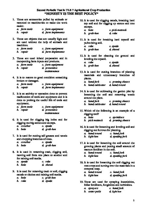 Periodic Test In Agriculture PDFCOFFEE