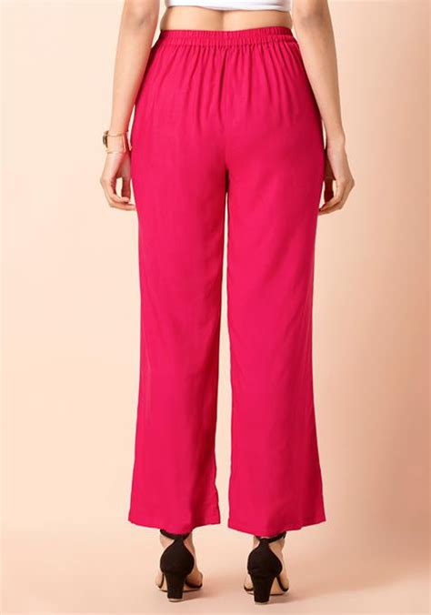 Buy Women Pink Solid Palazzo Pants Rtw Indya