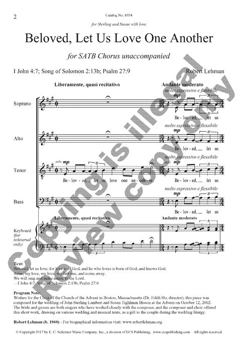 Beloved, Let Us Love One Another (SATB ) by | J.W. Pepper Sheet Music