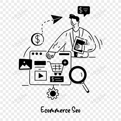 Person Purchasing Online Character Illustration Trolley Person Seo