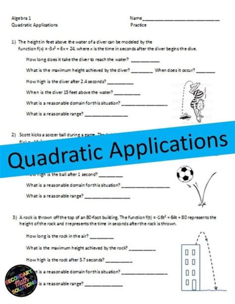 Real Life Applications Of Quadratic Equations Worksheet - Quadraticworksheet.com