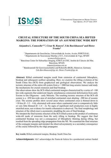 PDF CRUSTAL STRUCTURE OF THE SOUTH CHINA SEA RIFTED MARGINS THE