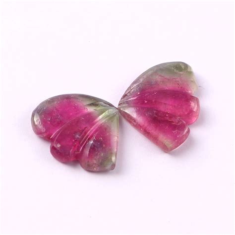 Natural Bio Watermelon Tourmaline Hand Carved Butterfly Wings Etsy UK