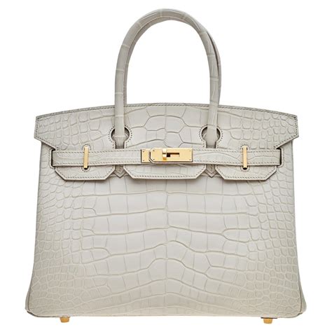 Hermes Birkin 30 Beton Matte Alligator Mississippiensis Gold Hardware