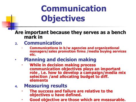 Communication Objectives