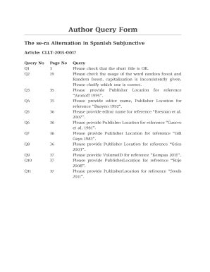 Fillable Online Author Query Form Lingaufnet Fax Email Print Pdffiller