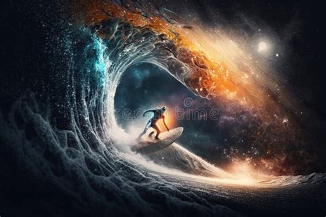 Surfing In The Space Stock Illustration Illustration Of Thrill