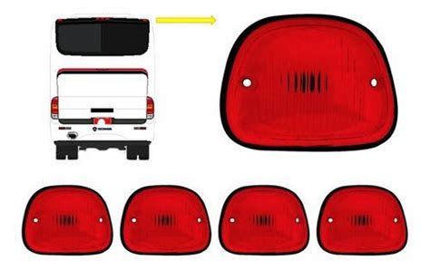 Kit Lanterna Traseira Teto Vigia Vermelha C Soquete Nibus