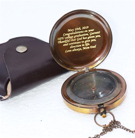 Personalized Compass With Leather T Case Engraved Working Etsy