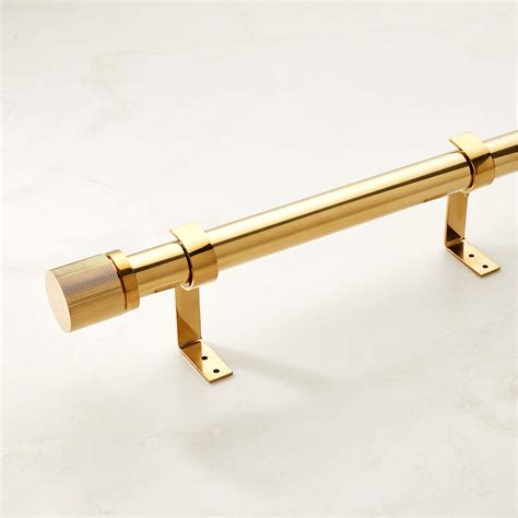 Chase Modern Polished Brass Adjustable Curtain Rod 48''-88" + Reviews | CB2