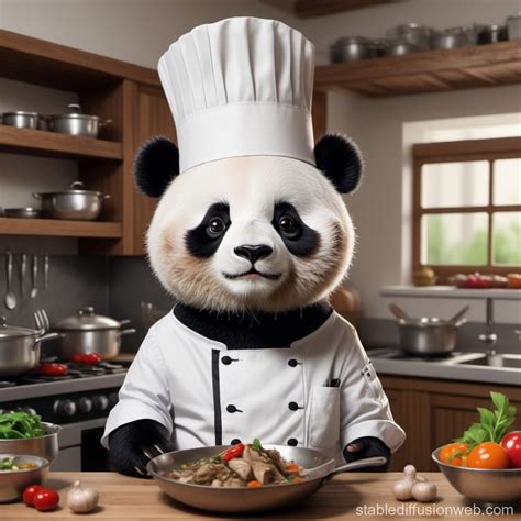 Chef Pandas Delicious Dish In Kitchen Stable Diffusion Online