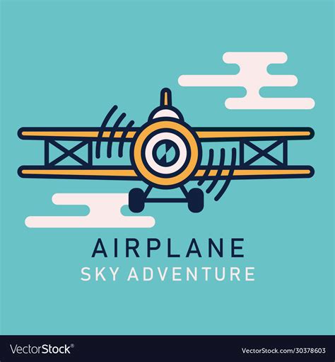 Retro airplane flat image Royalty Free Vector Image