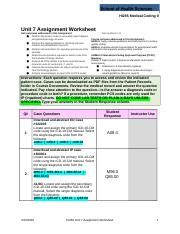 HI255 Unit 7 Assignment Worksheet 041520 1 1 Docx HI255 Medical