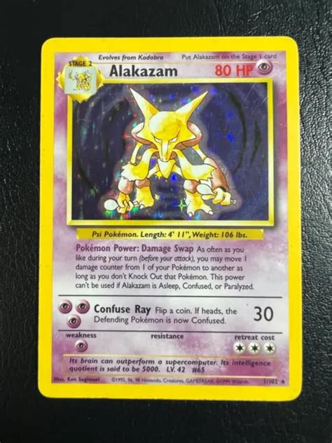 POKEMON WOTC 1999 Base Set Alakazam Rare Holo Vintage Pokemon Card 42