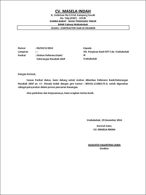 Contoh Surat Permohonan Referensi Bank Untuk Pembuatanvisa Surat Lamaran Kerja Desain Contoh